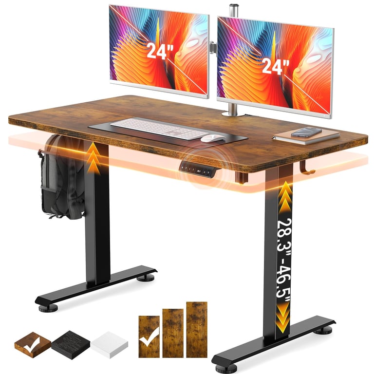 Veken Adjustable Standing Desk 47.2'' Brown
