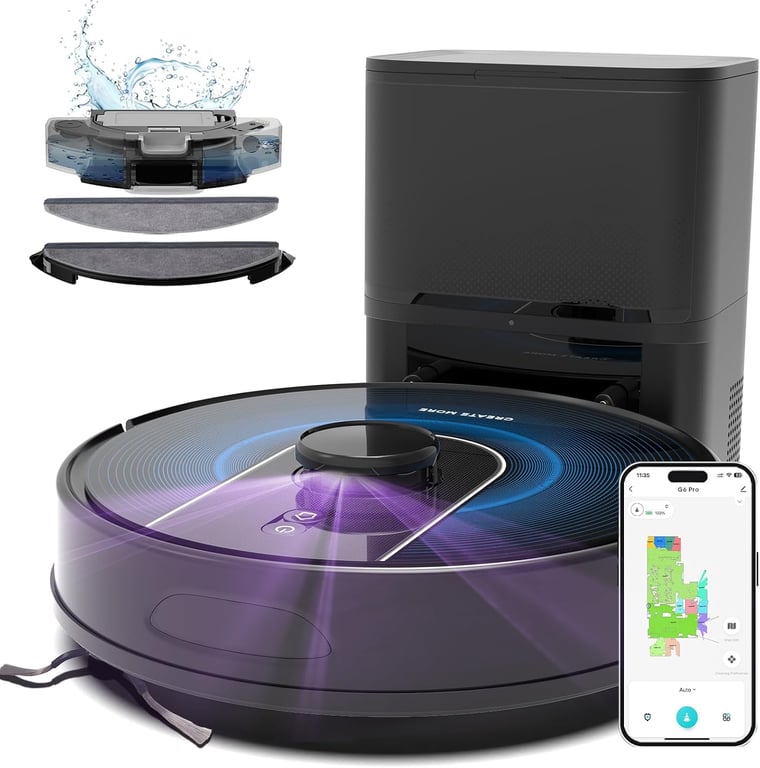 Bagotte Robot Vacuum and Mop Combo,6000Pa LiDAR Navigation Robotic Vacuum Cleaner,Self-Emptying Station for 90 Days,Wi-Fi/App/Voice Control,Ideal for Carpets&Hard Floors