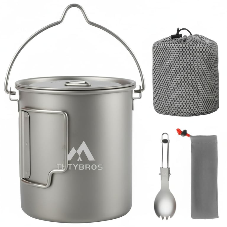 THTYBROS 750ml Titanium Camping Mug & Spork