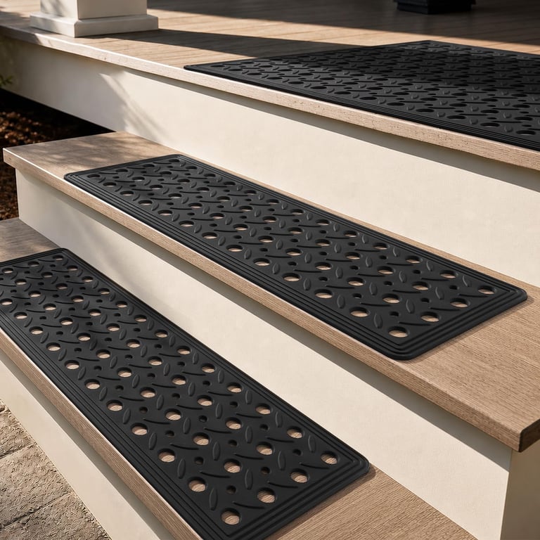 PADOOR Rubber Stair Treads Outdoor Heavy-Duty Non-Slip 30"x10" 5 Pack Black