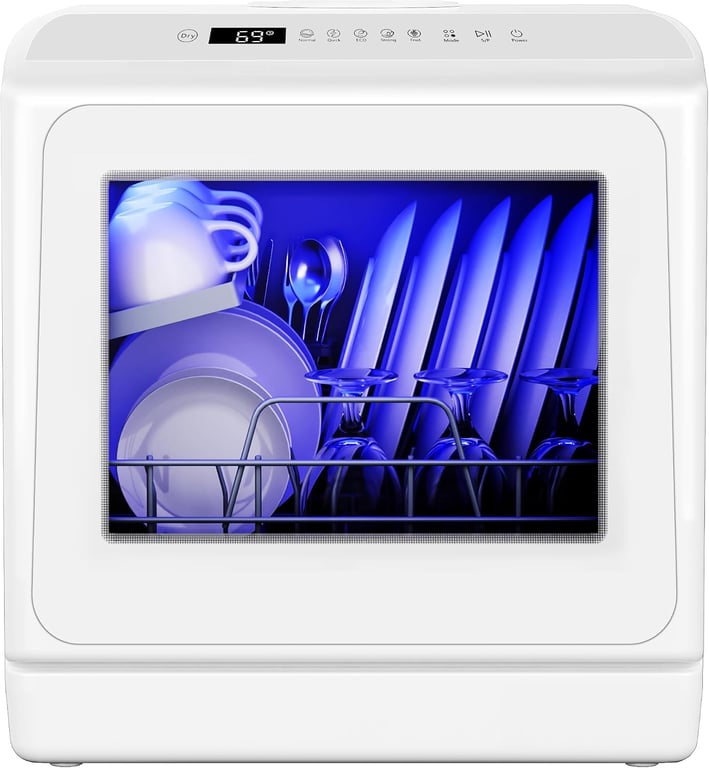 EUHOMY Dual Spray Countertop Dishwasher