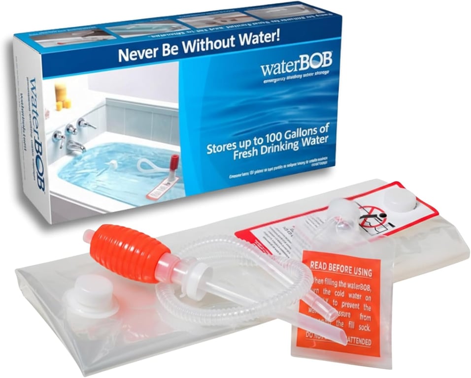 waterBOB Bathtub Emergency Water Storage Bladder Up To 100 Gallon Capacity - Food Grade Liner with Hand Pump for Hurricane and Disaster Preparedness - BPA Free Drinking Water Container