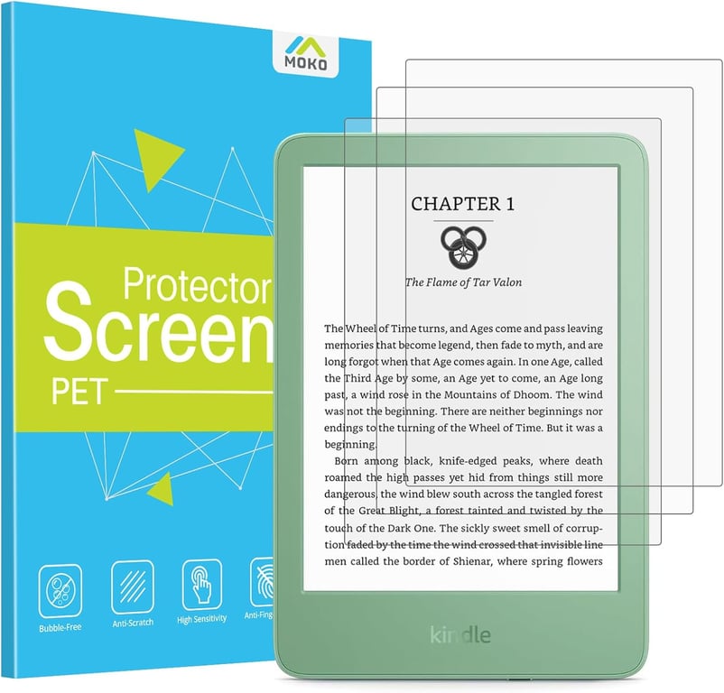 MoKo 3 Pack Anti-Glare Screen Protector for 6 inch Basic 11th Generation 2024/2022 & Kobo Clara BW, Clara Color Ebook, Full Coverage, Anti-Resistance, Clear Slim Film, Bubble Free