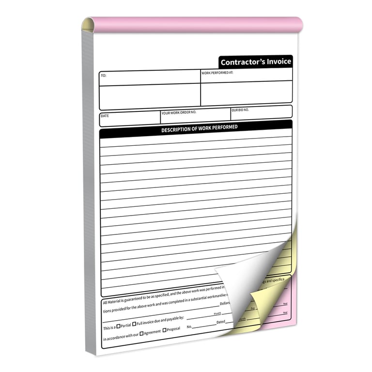 AMXZEA 3-Part Carbonless Invoice Book