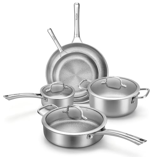 Titanium Cookware Set, 8-Piece Pots and Pans Set, Non-Stick with Lid, PFAS/PFOA/PTFE-Free, Dishwasher & Oven Safe, Compatible with Gas & Induction Cooktops