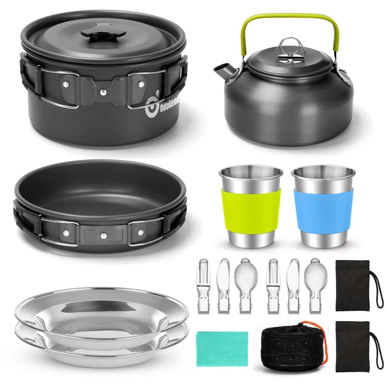 Odoland 15‑Piece Camping Cookware Set