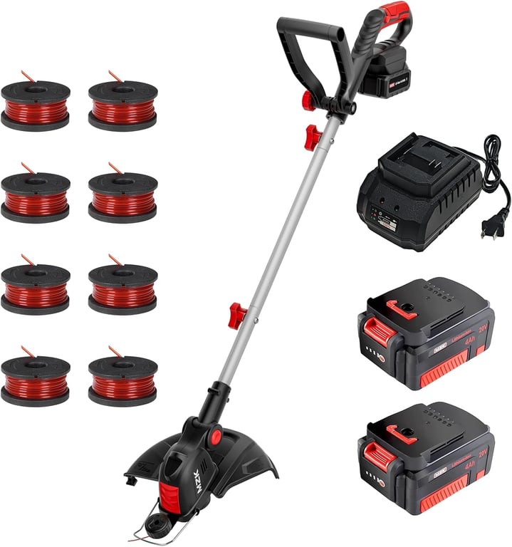 MZK 20V 12-Inch Cordless Weed Wacker, 8000 RPM, 4.0Ah Battery