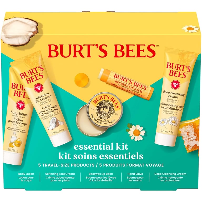 Burt's Bees Essentials Kit Gift Set, 5 Travel Size Products