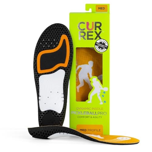 CURREX PICKLEBALLPRO Insoles for Pickleball Shoes – Arch Support Inserts w/Super Grip Surface & Premium Heel Cushioning, Helps Improve Foot Stability – for Men & Women– Medium Arch, Large
