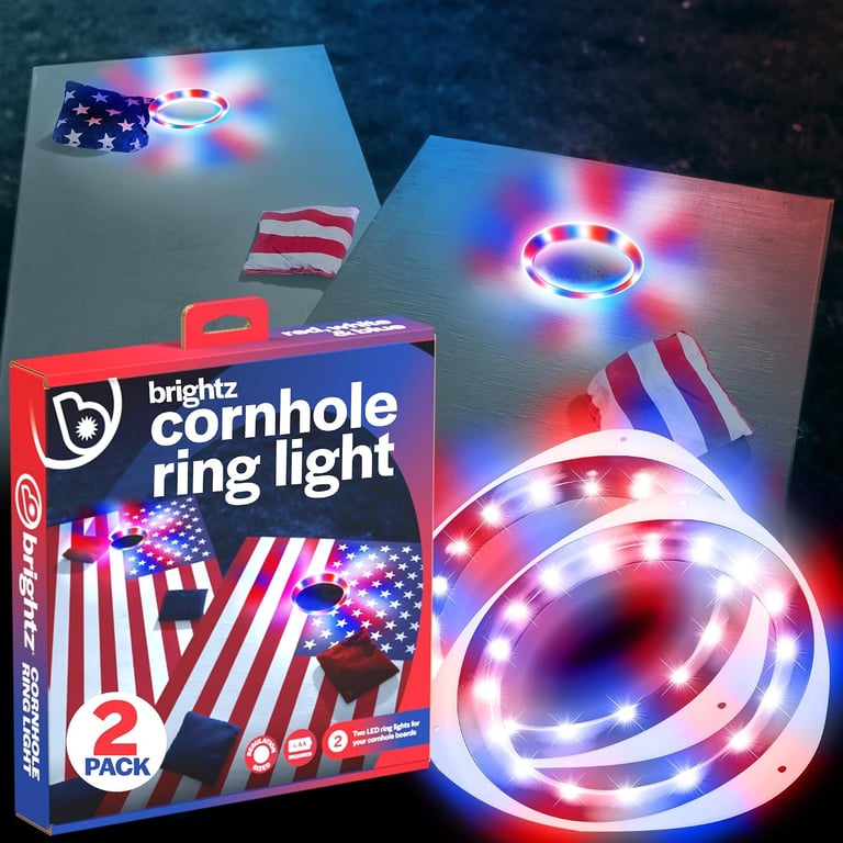 Brightz LED Cornhole Board Ring Lights, 2-Pack - 48-Hour Battery Life - Illuminate Your Game with Dazzling Glows and Ultimate Style for Non-Stop Evening Fun and Excitement (Includes Hole Lights Only)