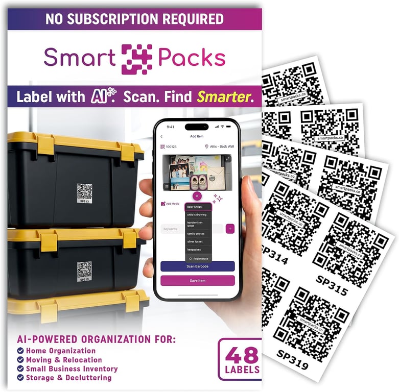 SmartPacks QR Storage Stickers