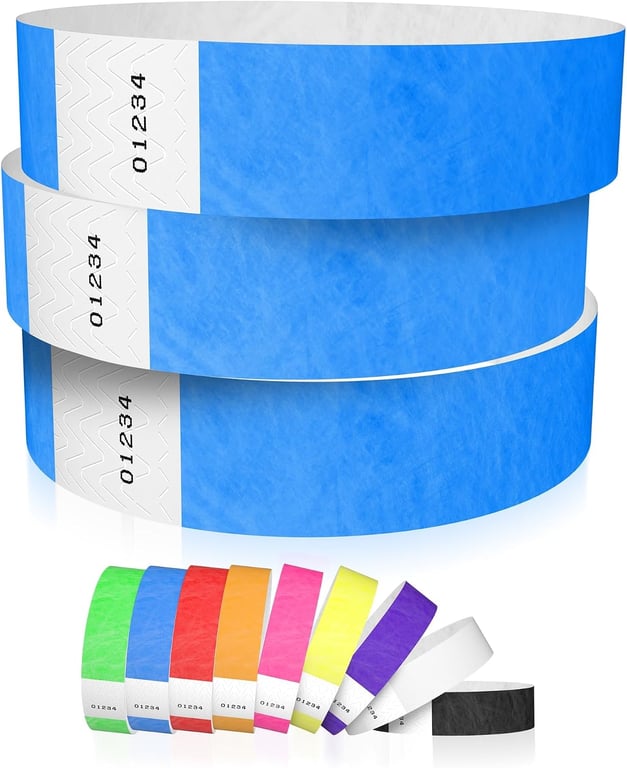 Neon Blue Tyvek Wristbands