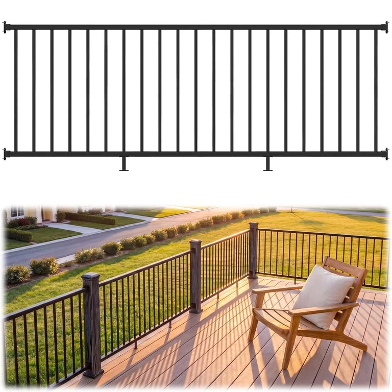 36 in H x 8 ft W Modular Real Aluminum Deck Railing Kit, 1 Panels