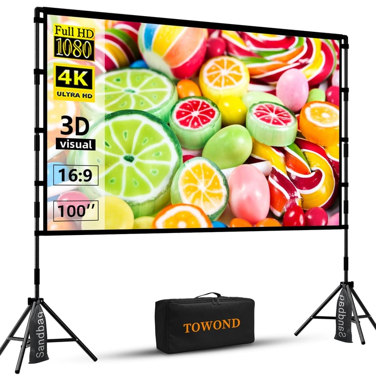 TOWOND 100‑inch Projector Screen with Stand