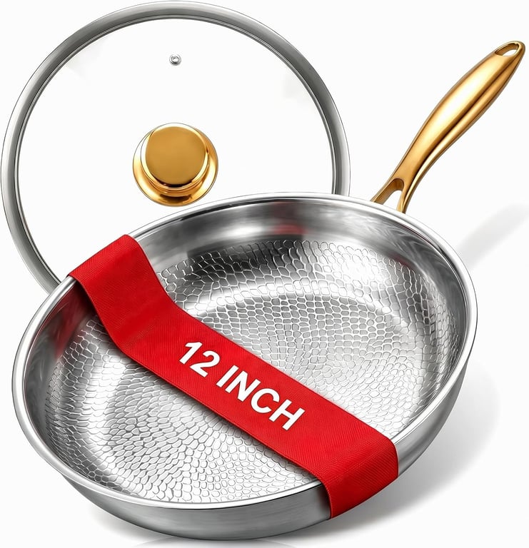12" Titanium Pans for Cooking | Food-Grade Pure Titanium Frying Pan Pro