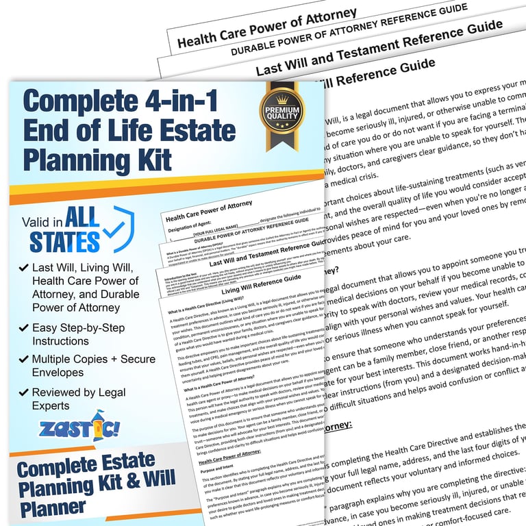 Zastic! Complete Will & Power of Attorney Kit