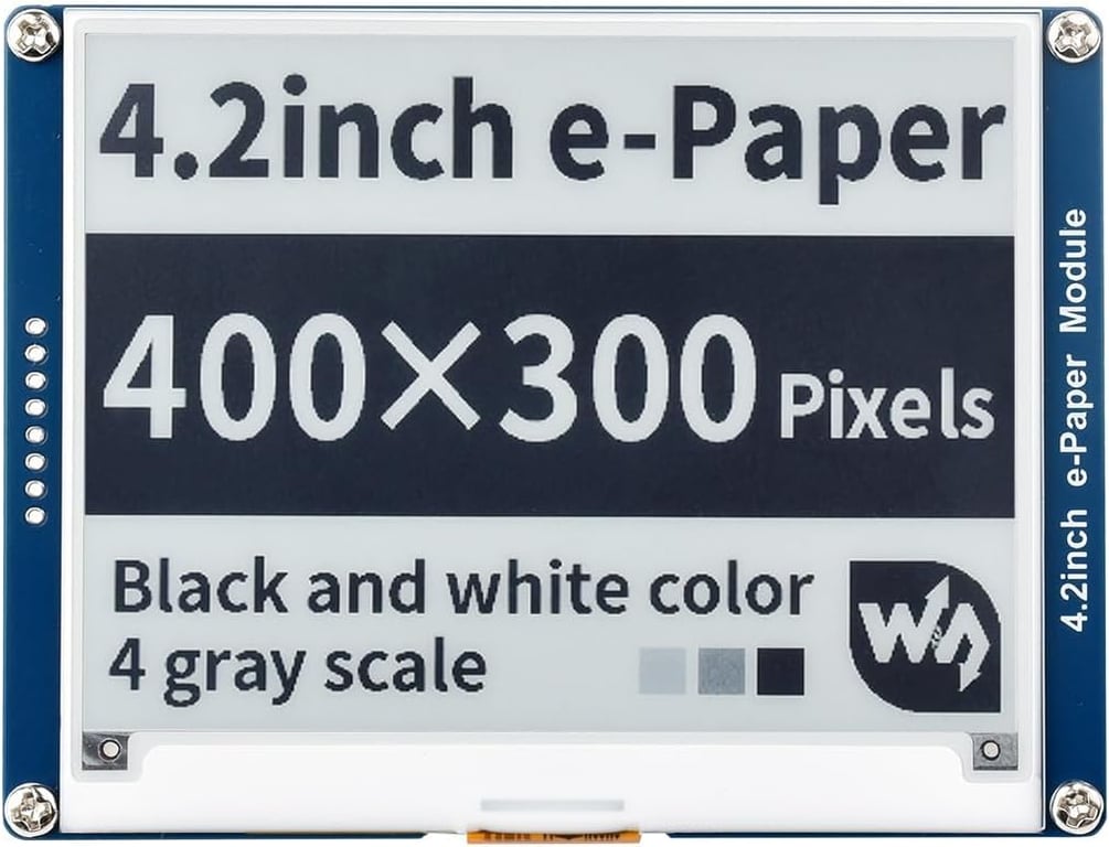 Waveshare 4.2 Inch E-Paper Display Module Kit 400 x 300 Resolution 3.3 V/5 V E-Ink Electronic Screen with Embedded Controller SPI Interface for Raspberry Pi/Jetson Nano/Arduino, Support Full Refresh