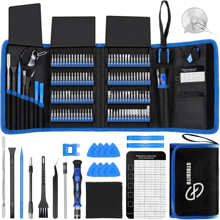 STREBITO Electronics Precision Screwdriver Sets 142-Piece with 120 Bits | Magnetic Repair Tool Kit for iPhone, MacBook, Computer, Laptop, PC, Tablet, PS4, Xbox, Nintendo, Game Console