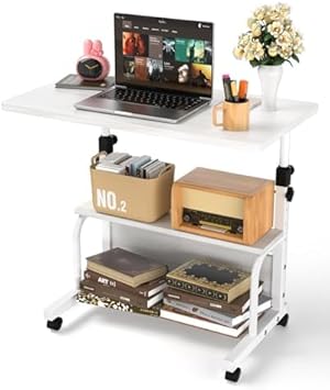 QZMDSM Portable Desk with Shelves