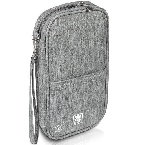 BOACAY Travel Document Organizer with RFID, Family Passport Holder, Wallet for Women & Men, Portable & Waterproof Case for Cards, Boarding Pass, Money