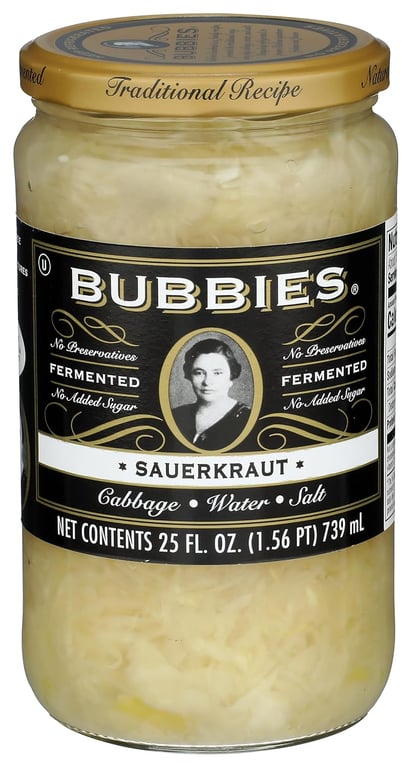 Bubbies Sauerkraut 25 oz Glass Jar