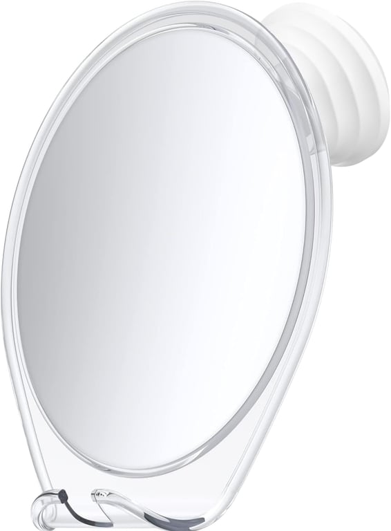 HONEYBULL Fogless Shower Mirror for Shaving with Suction Mount, White | Shatterproof Acrylic Bathroom Accessory With 360 Swivel & Built-in Razor Hook, Clear Reflection in Steam & No-Drill Setup