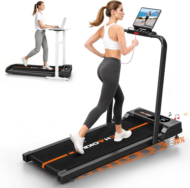 Walking Pad Treadmills for Home with 7.5MPH, Built-in Speaker, Upgrade 3.0HP Foldable Treadmills with 10% Incline, Compact Running Machine with APP, 350 LBS, LED Display, Remote Control