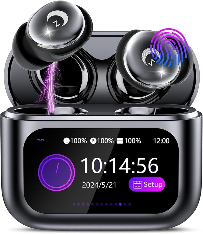 2026 Sleep Earbuds Bluetooth 5.4 in Ear Smart Touch Screen Ear Buds, 48H Playtime Mini Sleep Headphones Small Design for Side Sleepers, 5 EQ Modes, Crystal-Clear Calls, IPX7 Waterproof Earphones Black