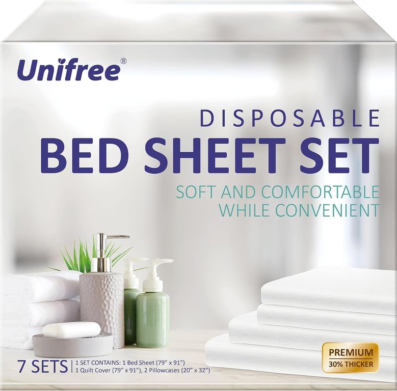 UNIFREE Disposable Bed Sheet Set, King