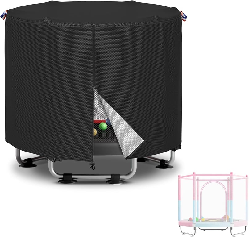 Kids Trampoline Cover 55-60 Inch Round – Heavy Duty 600D Waterproof Outdoor Trampoline Cover, UV Resistant & Windproof, All-Weather Protection for Children's Round Trampolines