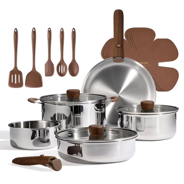 CAROTE 19‑Piece Stainless Steel Cookware Set