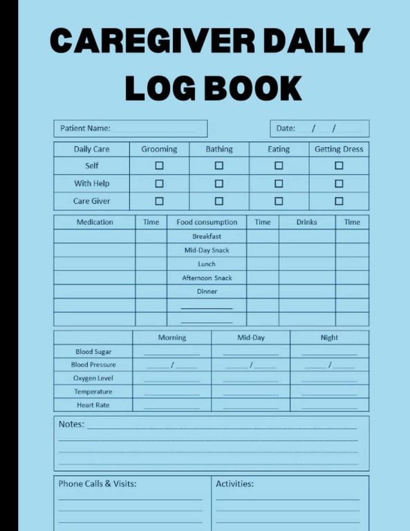 Caregiver Daily Log Book