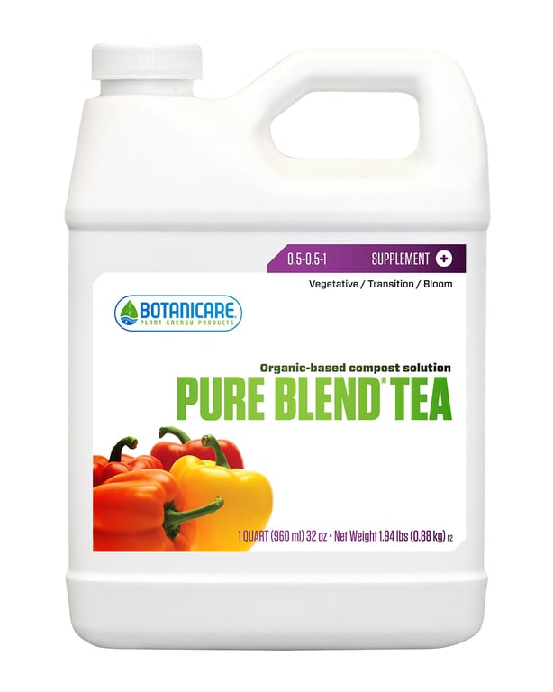 Botanicare Pure Blend Tea, Supplemental Nutrient, 0.5-0.5-1.0, 1 qt.