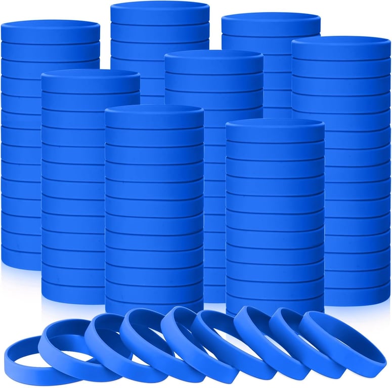 Liliful 50 Pcs Silicone Wristbands Plain Rubber Bracelets