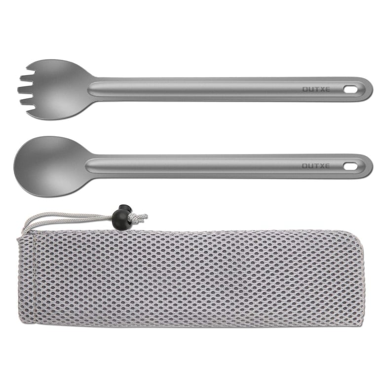 OUTXE Titanium Fork and Spoon Set