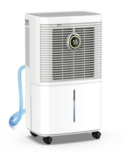 34 Pints Dehumidifier for Basement, 2500 Sq.Ft, 3-Color Ring Light | R290 eco-refrigerant, 3-color ring light indicator, 2-speed 40dB quiet, dual drainage, memory function, auto-defrost