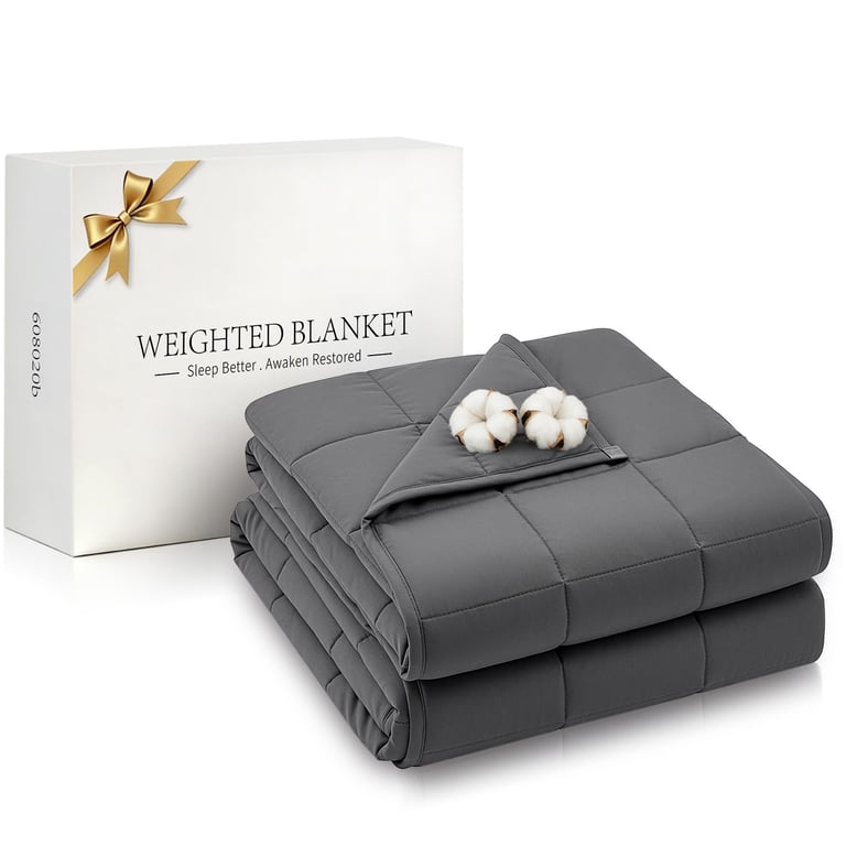 RJOP Cooling Weighted Blanket for Adults (20lbs, 60"x80") Heavy Blanket with Premium Glass, Queen Size Perfect for 190-210 lbs, Soft Breathable, Dark Grey