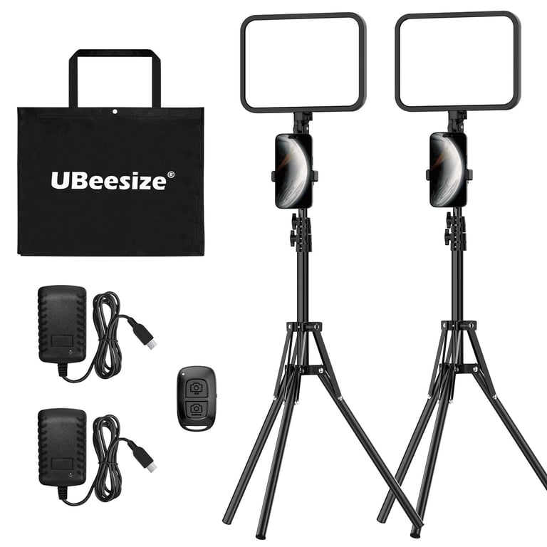 UBeesize 2‑Pack Dimmable LED Video Light Kit