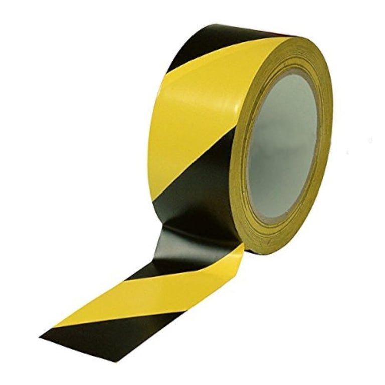 Tapix 2 Inch x 108 Feet Black & Yellow Tape Roll - Safety Stripe Waring Tape for Floor - Highly Adhesive Waterproof Hazard Tape for Floors, Walls, Staircase, Pipes, Equipment, Dangerous Area