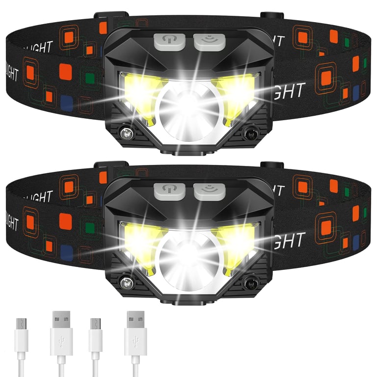 LHKNL Rechargeable LED Headlamp 2-Pack