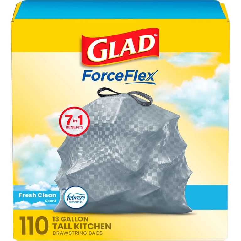 Glad 13 Gal Drawstring Trash Bags