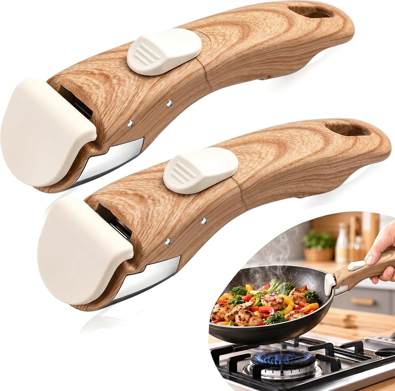 Detachable Pot Handle Wood-Like, Universal Detachable Pot Handles,Pot Handles Replacement with Lock Slide,Fits Detachable Handle Pots and Pans (2PCS)