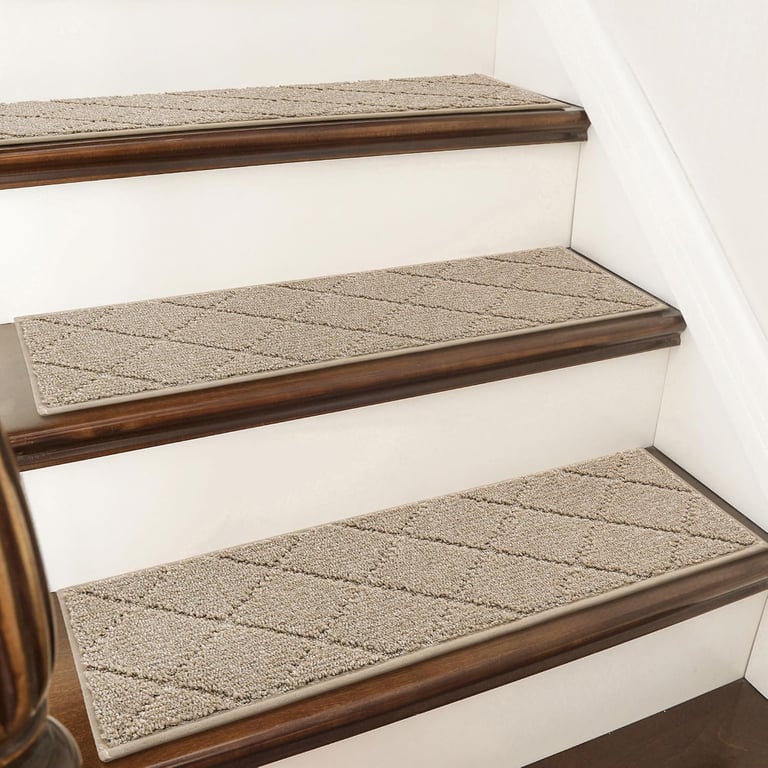 COSY HOMEER Edging Stair Treads Non-Slip Carpet Mat 28inX9in,15pc,Beige