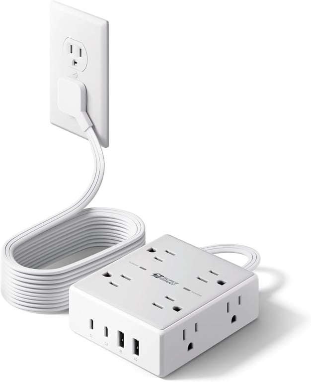 SUPERDANNY Flat Plug Surge Protector