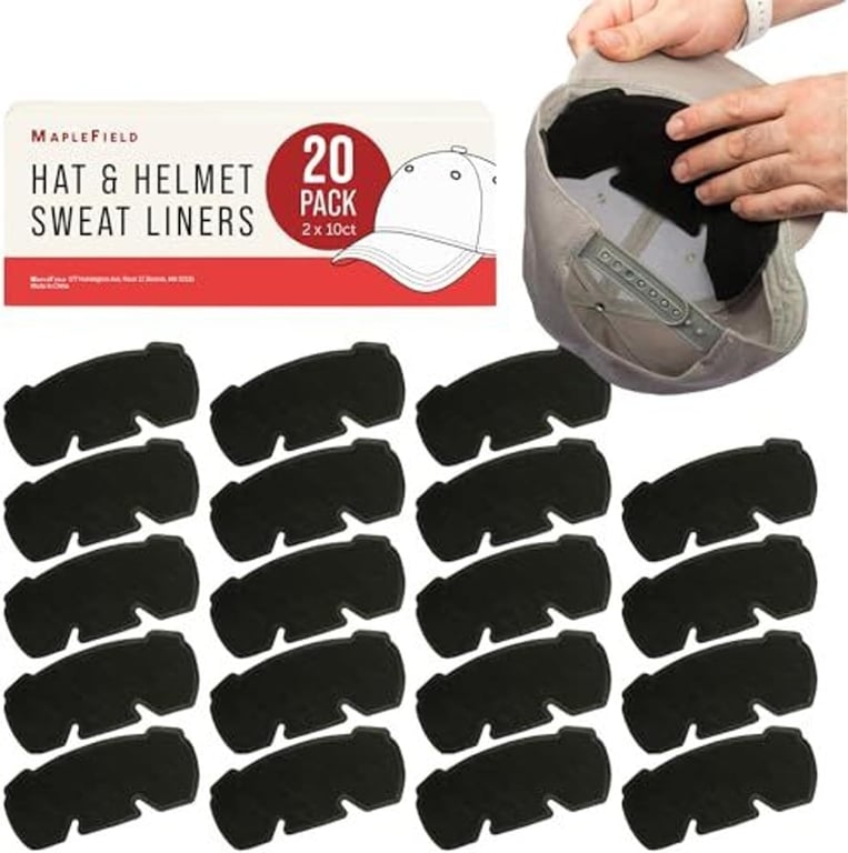 Maplefield Ultra Absorbent 3-Layer Disposable Hat & Helmet Sweat Liner – Stops Stains, Protects Face & Eyes from Sweat