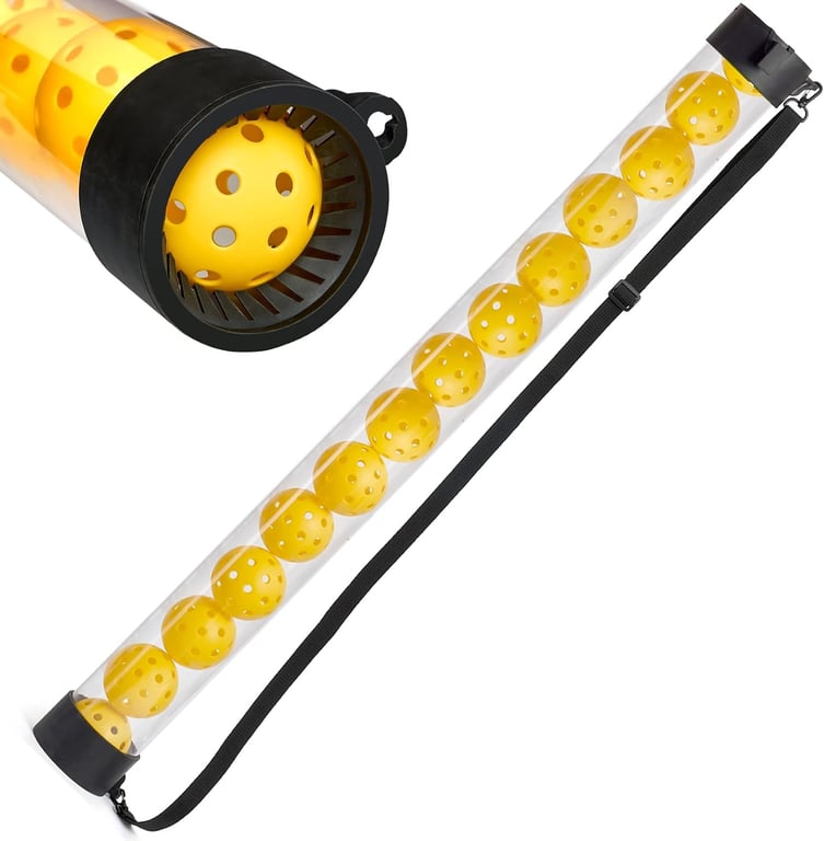 Pickleball Picker Upper Ball Holder, Pickleball Ball Picker Hopper Tube, Pickleball Pickup Tube - Lightweight Pickleball Retriever Collector with Shoulder Strap