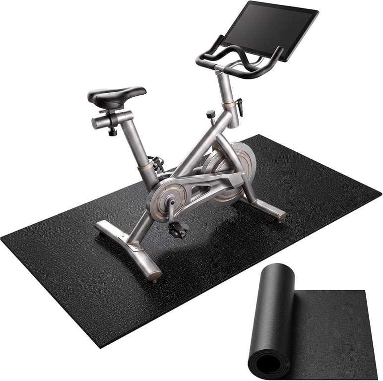 Exercise Bike Mat 70" x 30", 0.2"/0.25" Thick, Compatible with Peloton Bike