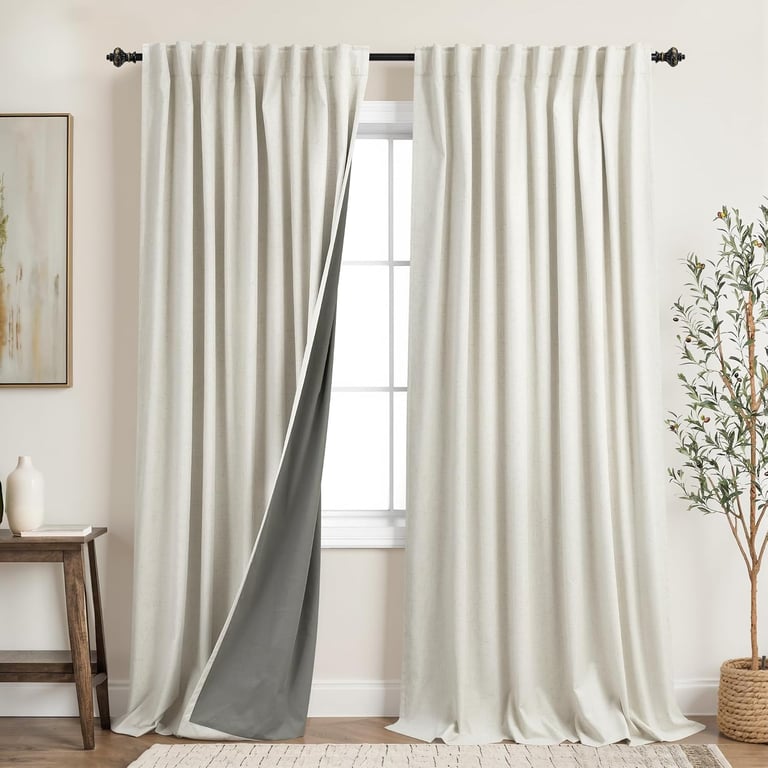 KOUFALL Linen Blackout Curtains