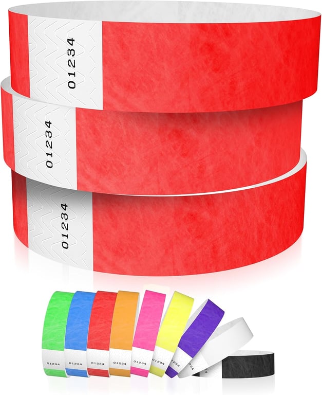 WristCo Neon Red Tyvek Wristbands