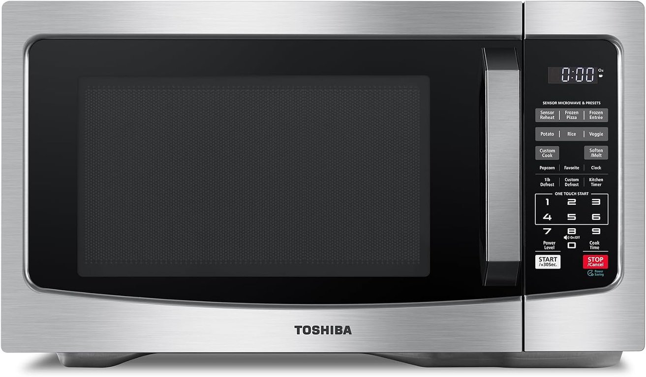 TOSHIBA Countertop Microwave Oven, 1.2 Cu.Ft, 1000W, Stainless Steel
